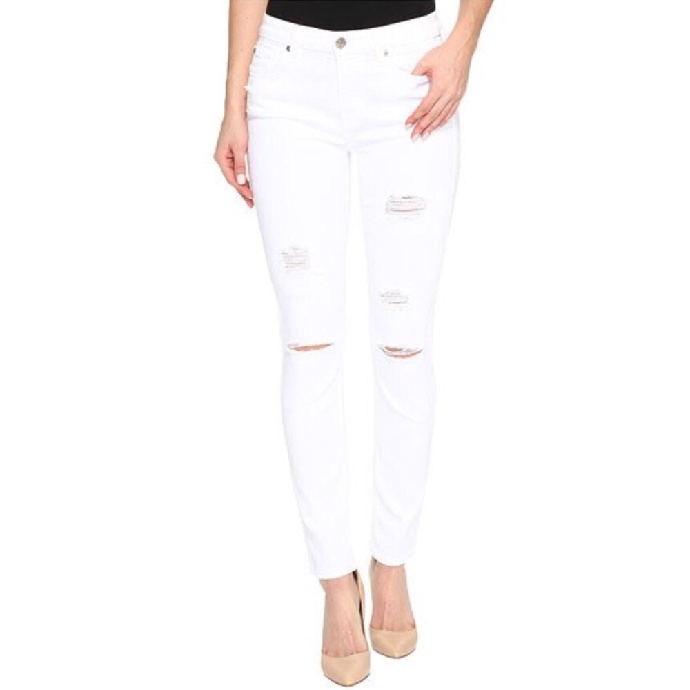7 For All Mankind White Distressed Denim Jeans